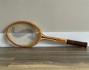 Vintage Spalding John Alexander Wood Tennis Racket: Belgian-Made Sports Decor