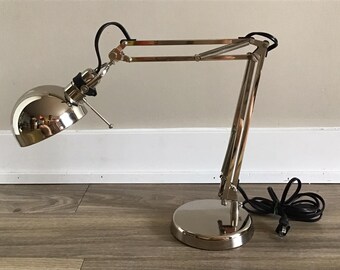 Ikea FORSA Nickel Plated Adjustable Arm Work Lamp, Classic Desk
