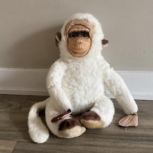 Vintage White Monkey plush - RARE Stuffed Animals