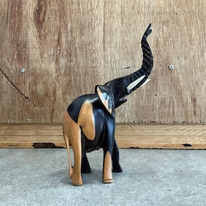 Two Tone Wood Carved Wooden Elephant statue