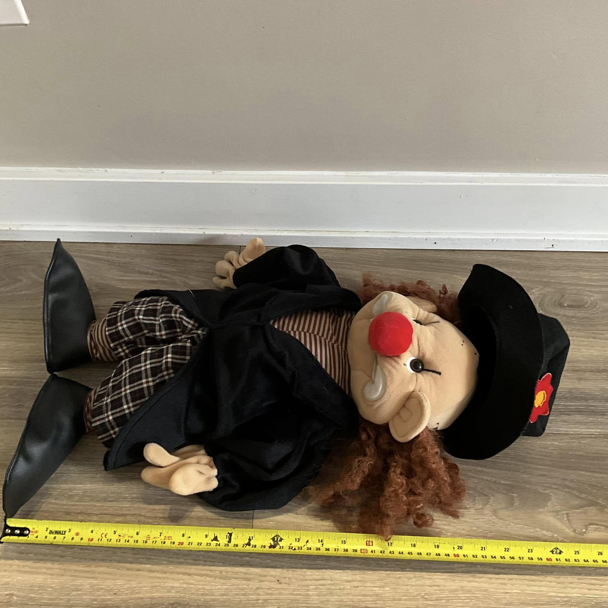 大きなピエロのハンドパペットぬいぐるみ、Folkmanis、高さ24インチ