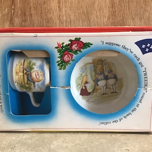 Johnson Brothers Bowl z kubkiem Alicja w Krainie Czarów Zestaw z kreskówek dla dzieci Wyprodukowano w Anglii