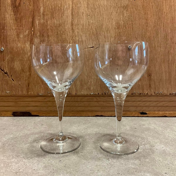 2 Minimalist Rosenthal Wine Glasses Studio Line Signed Crystal Made in Germany