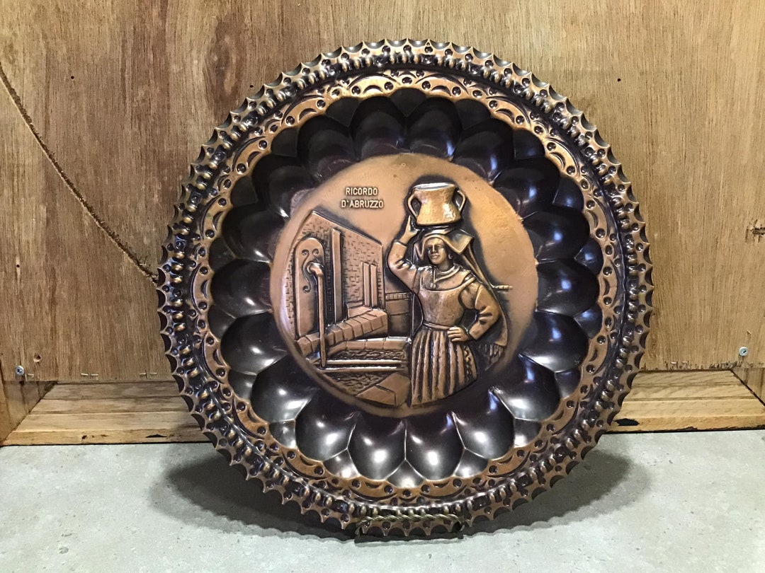 Vintage D'abruzzo Italy Souvenir Plate, Village Scene Relief Dish