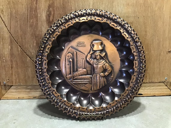 Vintage D'abruzzo Italy Souvenir Plate, Village Scene Relief Dish