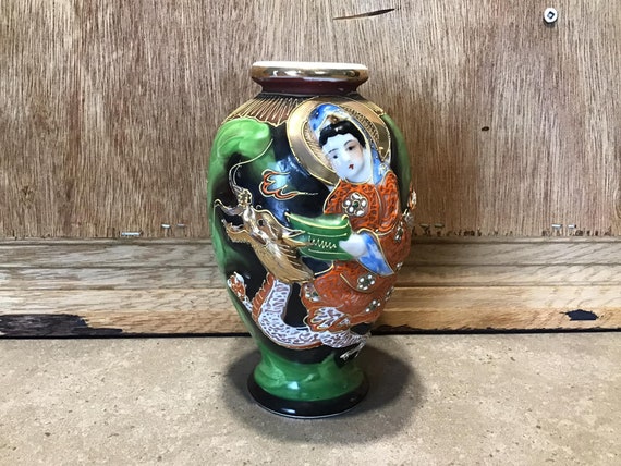Vintage Satsuma Stil Vase 15 cm hoch Gold Details Handbemalt - Etsy.de