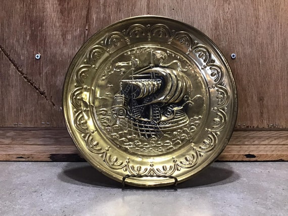 Vintage England Ship Brass Decorative Wall Plate Embossed Naval Sea Ocean  Nautical Pub Decor Classic Masculine Office Art - Etsy