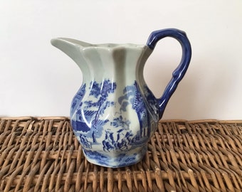 Vintage Pitcher/Vase Blue pitcher Victoria Ware ironstone pitcher heavy vase pretty pitchers for flowers home decor kitchen cottage decor