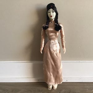 Vintage Asian DOLL Woman in Dress Plastic 17”