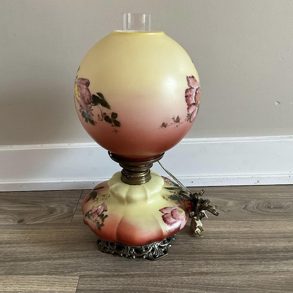 Antique Victorian Hand Painted Floral Gone With the Wind Globe