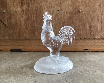 ヴィンテージ クリスタル 馬の置物、フロスト ベース、フランス製