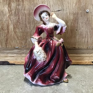 Victorian Woman Figurine Red Dress - Etsy