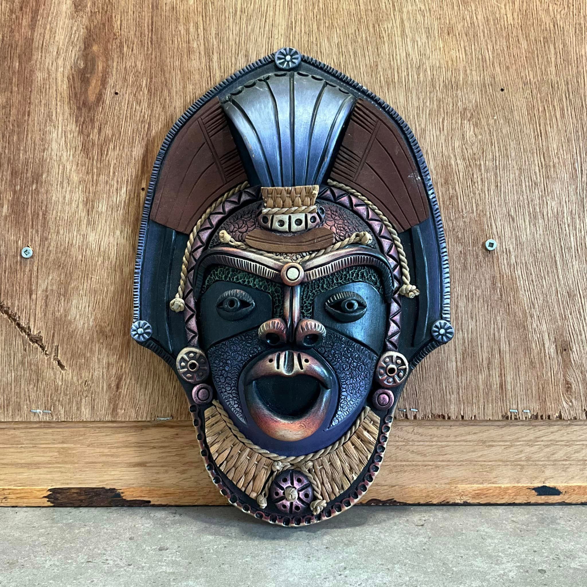 Vintage Aztec Ceramic Mask: Tribal Mayan Inca Wall Hanging - Etsy