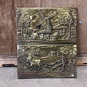 Vintage Brass Letter Holder Dutch Farm Wall Pocket Wall Hanging