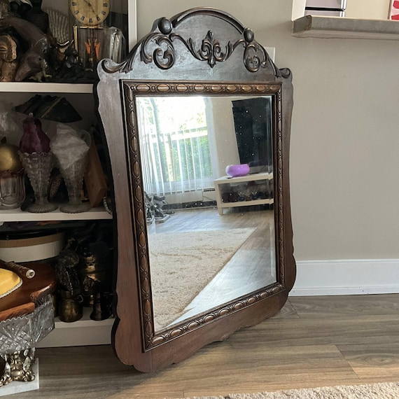 古い木枠の鏡の壁掛け - Etsy 日本