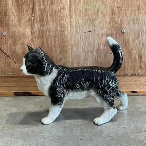Vintage Ceramic Cat, Black White Kitty Cat, Made in England