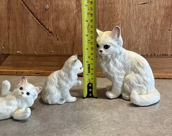 Vintage White Ceramic Cat Figurines: Made in Japan, Set of 3 - Etsy