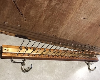 Vintage Wood & Brass Tie Rack - 36 Hook Necktie Display - Etsy