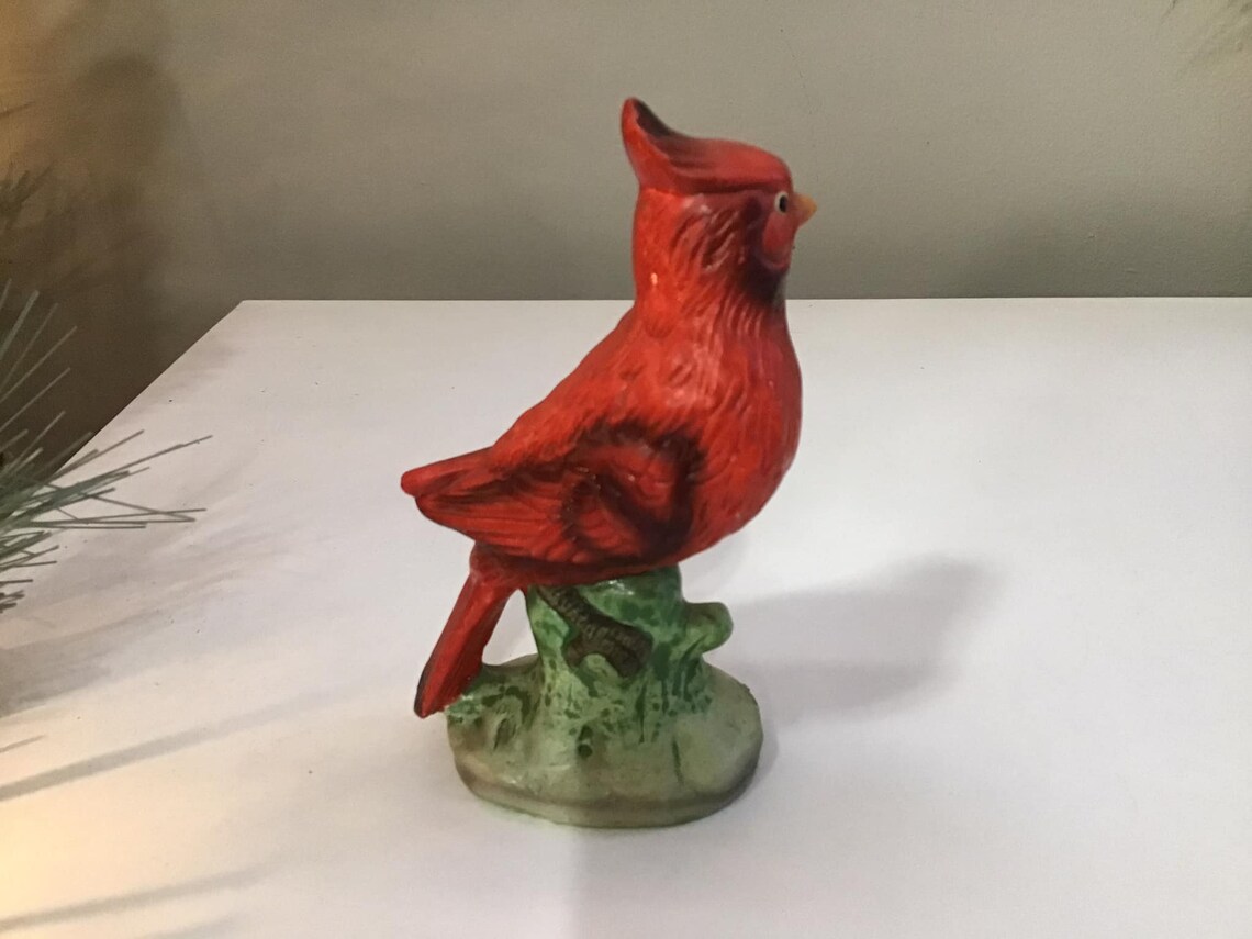 Vintage Ceramic Red Cardinal Figurine Bird Statue Nature Etsy New Zealand
