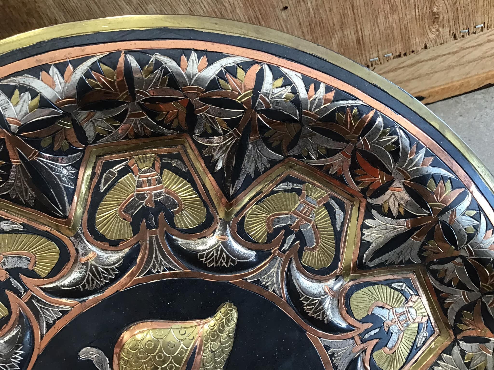 Vintage Etched Copper Egyptian Wall Plate - 11.9