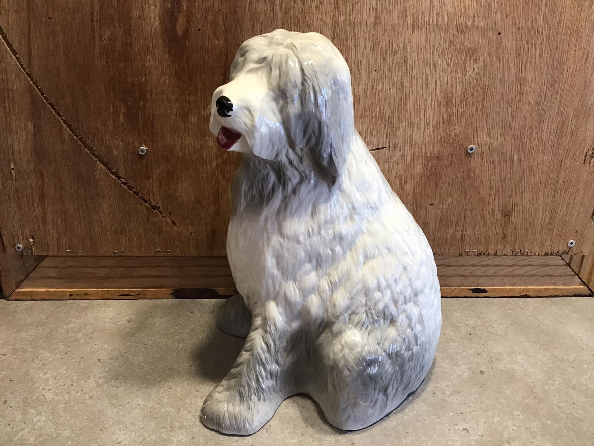 犬の置物陶器イタリア製オールド.イングリッシュ.シープドッグ