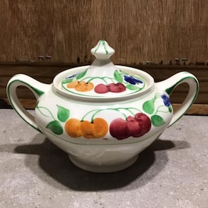 Vintage Royal Tudor Ware Sugar Bowl: Barker Bros Cherry Grape Pattern