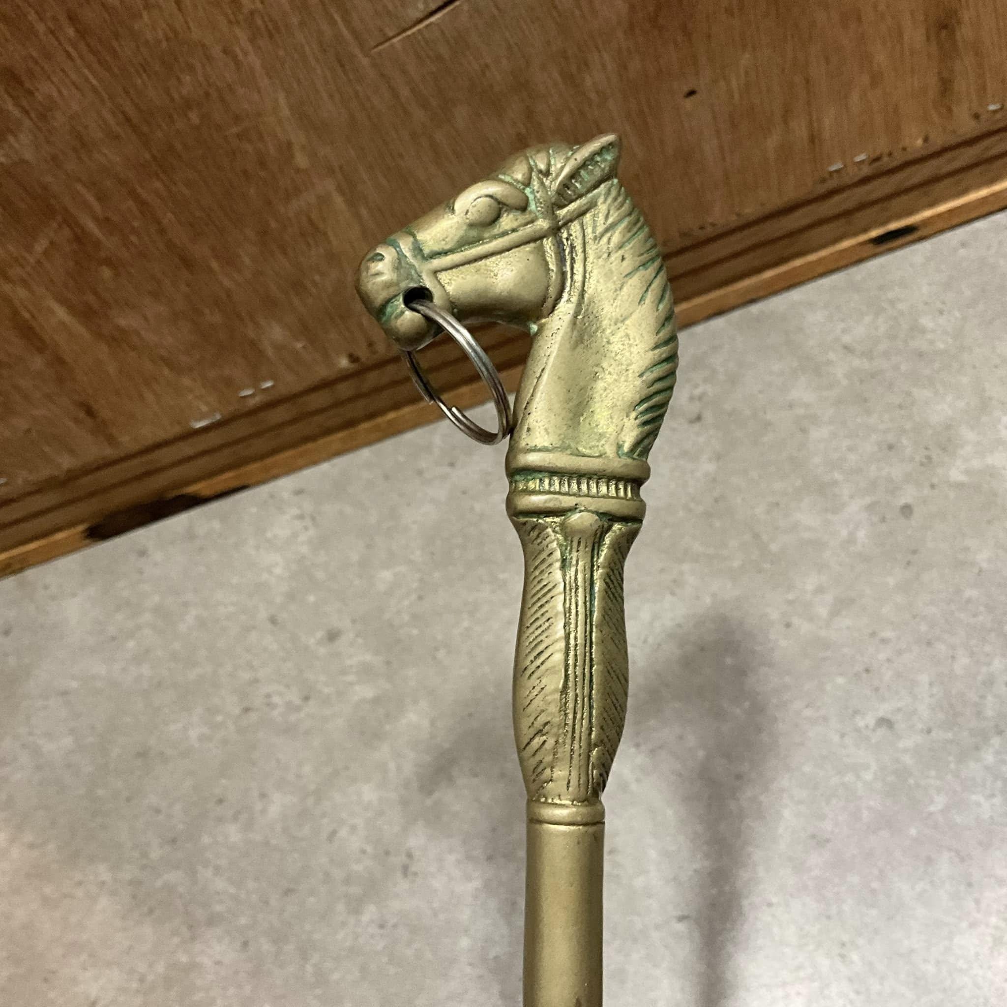 Vintage Solid Brass Horse Head Long Handle Shoe Horn 18\