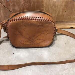 Vintage Echtleder Tasche mit Blumenmuster Made in England Damen Tasche, Frauen Schulter Handtasche, Echtleder Tasche