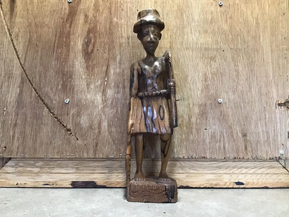 アフリカンアート 木製彫刻像 約110cm ヴィンテージ手彫り木製アフリカ