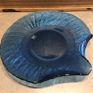 Blue IVV Artisan Glass Plate - Italy, Original Tag