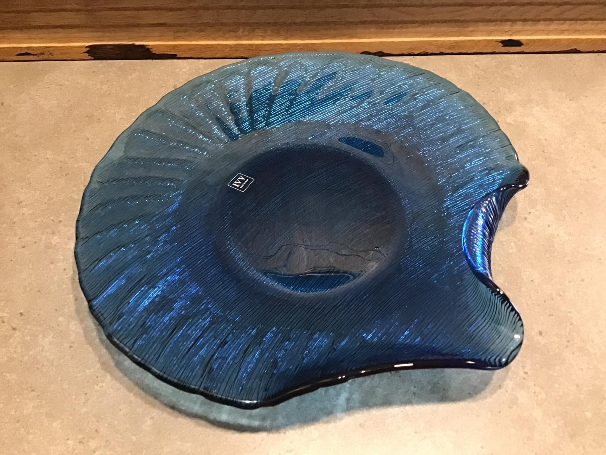 ブルーIVV職人ガラスプレート - イタリア、オリジナルタグ