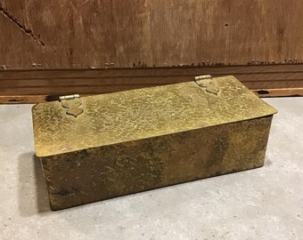Antique ENGRAVED Brass Casket Carved Treasure Box Rich Patina