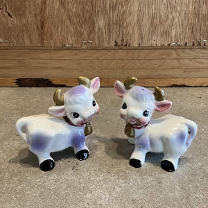 Vintage Ceramic Cow Salt and Pepper Shakers
