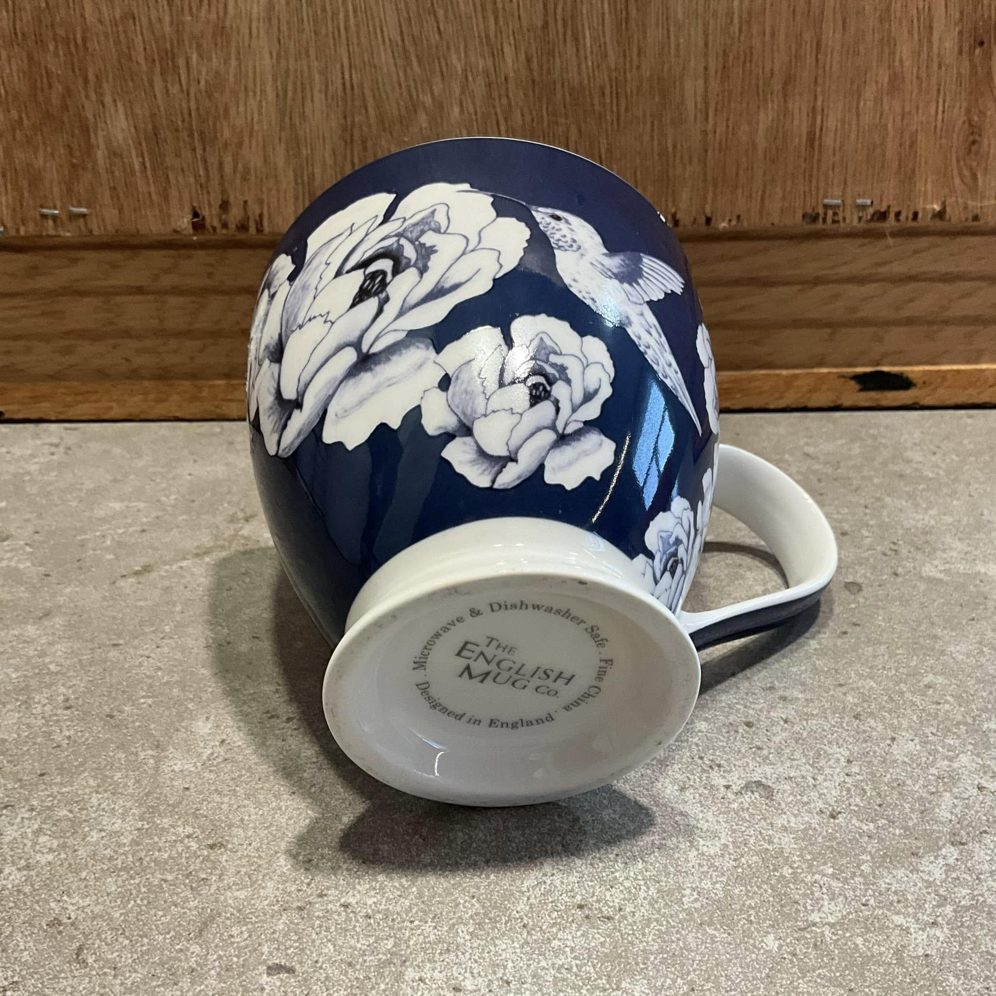 The English Mug Co, Fine China, Cobalt Blue, Hummingbird & Floral Design  Cup, Designed in England - Etsy