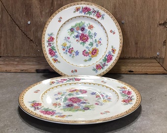 Vintage Royal Staffordshire dinerborden met bloemen - set van 2