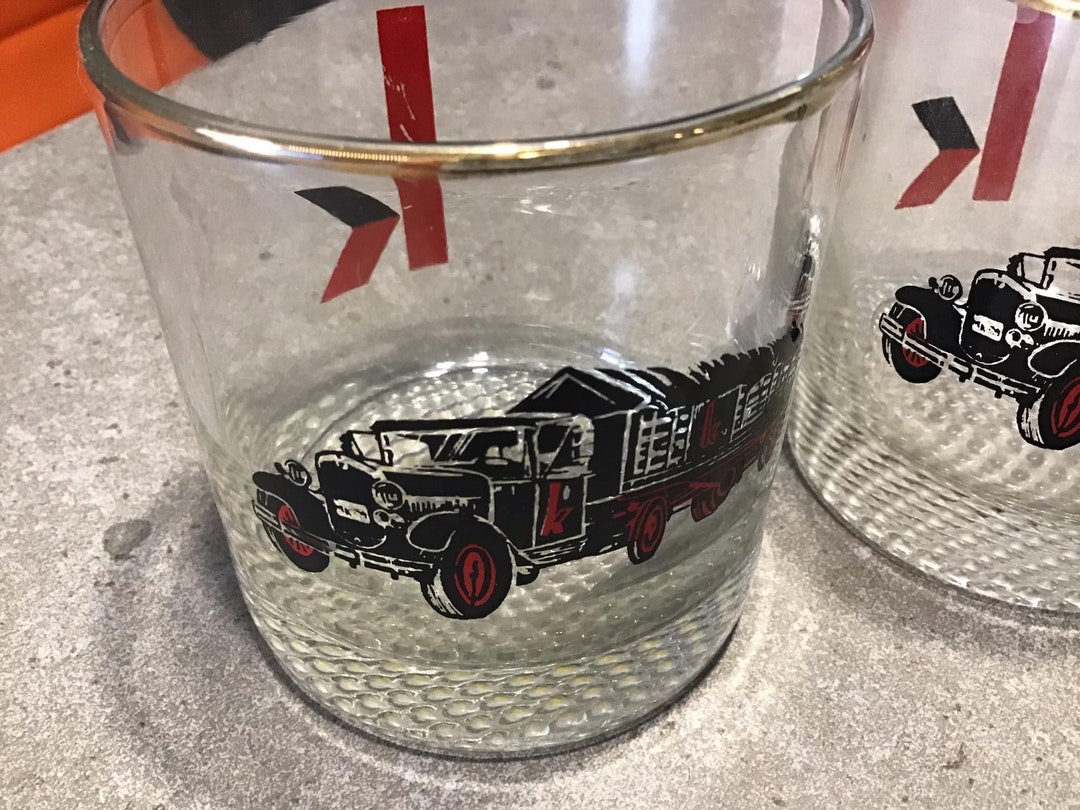 3 Vintage Whisky Glasses Car Liqueur Glasses Barware Classic Car Brandy