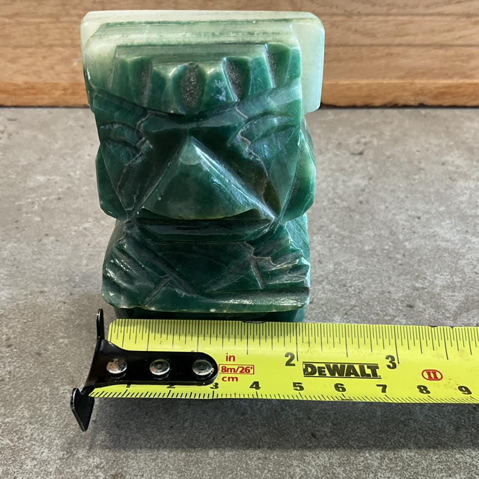 Green Onyx Stone Aztec Tiki Mayan Sculpture -hand Carved