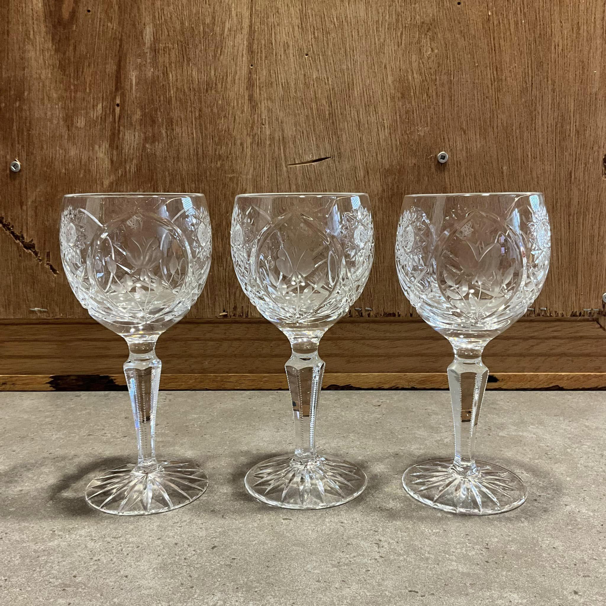 Vintage Crystal Wine Glasses Country Rose by SEARS, Floral - Etsy