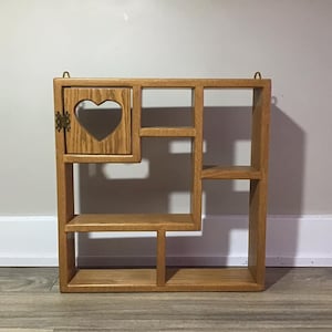 Vintage Wooden Heart Cubby Shelf: Rustic Display Shelf