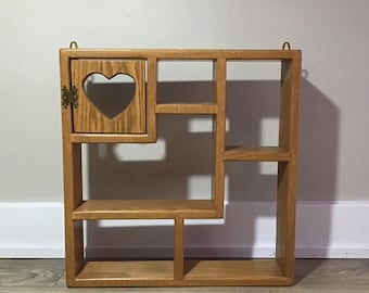 Vintage Wooden Heart Cubby Shelf: Rustic Display Shelf