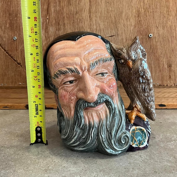 Vintage Large ROYAL DOULTON Merlin With Owl, Toby Mug Character