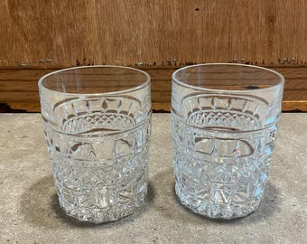 2 Bohemia Diamond Crystal Old Fashioned Glasses