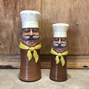 2 Vintage SITTRE Ceramic Cook Chef Figurines Salt Pepper Shakers 1979