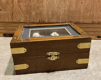 Vintage Nautical Maritime Sailors, Wood Shadow Box, Trinket, Rope, Knots, Home Decor