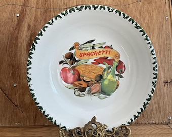 Spaghettifat Tillverkad i Italien, Vintage Rund Serveringsskål 25 cm