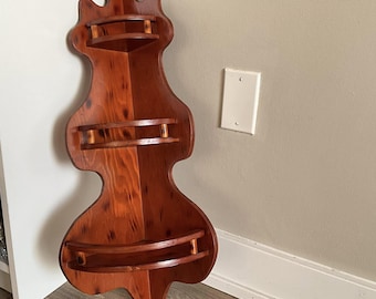 Mensola angolare da parete in legno vintage - Espositore sospeso a 3 livelli