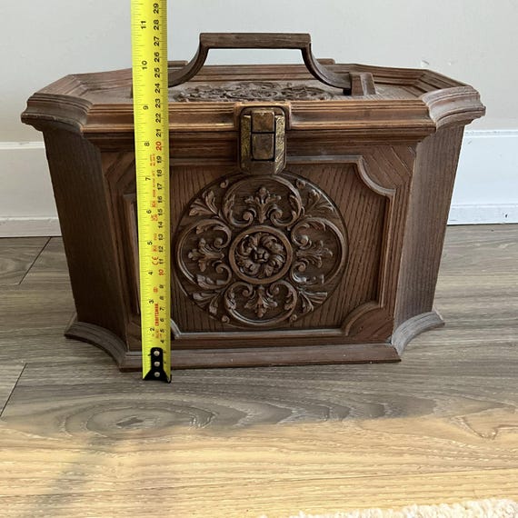 Vintage Max Klein Brown Plastic Sewing Box Top Handle & Removable
