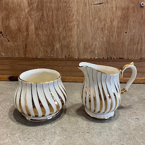 Vintage Sadler Creamer and Sugar bowl Ivory with Gold Tea Set