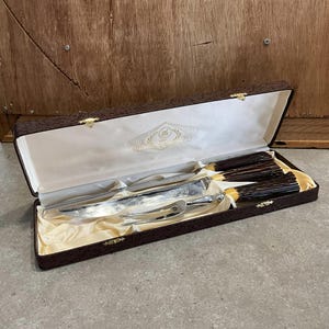 Sheffield Stainless Steel Carving Set: Stag Antler Handles, Made in England