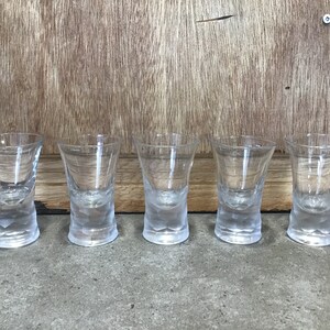 Deco Glasses ~ Abstract Modern drinkware - curated vintage home decor Frosted Base small, Set of 5 vodka glasses